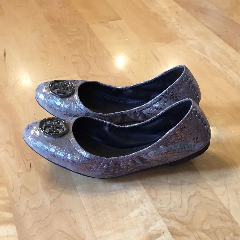 TORY BURCH | Metallic Leather Heidi Flats